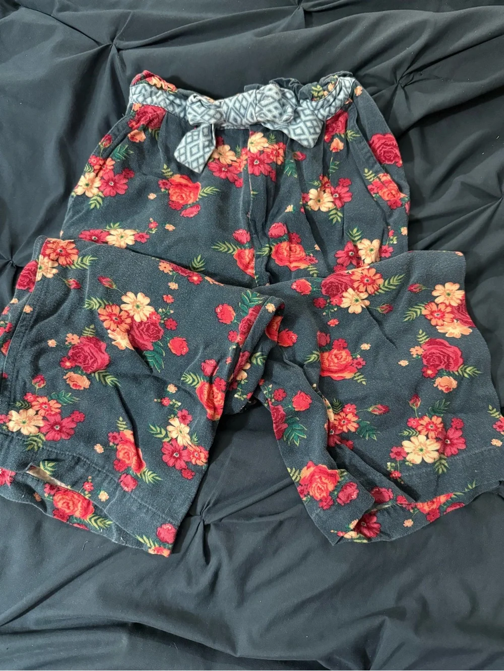 Matilda Jane Teal Green Striped Top with Navy Floral Pants